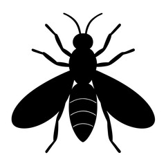 Black Silhouette of a Wasp Insect Icon