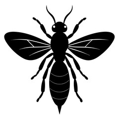 Black Silhouette of a Bee with Spread Wings