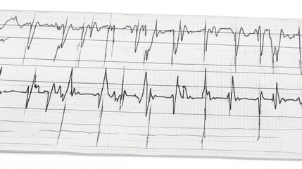 Electrocardiogram tracing displaying irregular heartbeat and rhythmic abnormality
