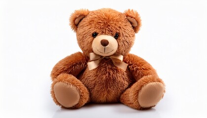 Obraz premium brown teddy bear toy plush soft isolated on a white background