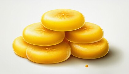 ginseng gourd candy golden yellow color round and smooth in shape white background