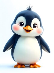 Fototapeta premium Adorable baby penguin illustration with sweet smile and big eyes high resolution photo