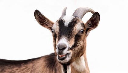 Fototapeta premium playful goat portrait farm animal natural whimsical concept isolated on white background