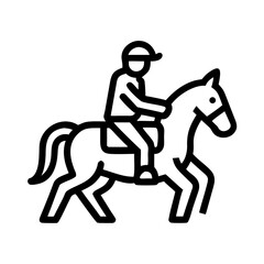 Horse Rider Icon – Equestrian Silhouette Vector for Saddle and Horse Themes

