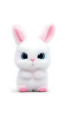 Obraz premium Adorable White Plush Bunny Toy with Pink Ears