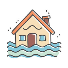flooding home icon, flooding home vector illustration-simple illustration of flooding home, perfect for flooding home logos and icons