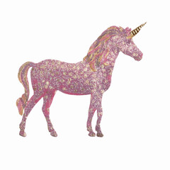 Fototapeta premium Glittering Pink Unicorn on Dusty Rose Background