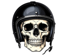 Skull Wearing A Black Helmet Illustration On Transparent Background