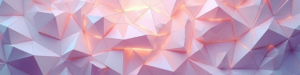 Fototapeta premium Geometric abstract art with pink and orange illuminated polygonal shapes
