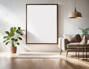 modern minimalist living room decor with blank frame