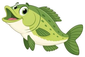 Happy cartoon largemouth bass fish illustration