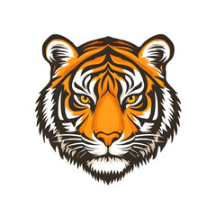 Bengal tiger head face shot placed on white or transparent background