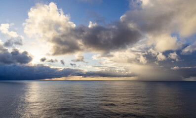 Dynamic Cloudscape Over the Pacific Ocean at Sunset