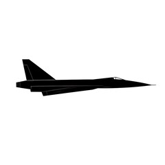 Sleek Silhouette of a Military Jet: Black Aeroplane Design, Vector Aviation, Flight Technology and Aeronautics Concept Illustration.