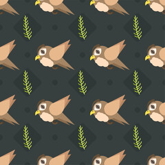 Seamless Pattern Abstract Elements Different Animal Owls Birds Wildlife Vector Design Style Background Illustration Texture For Prints Textiles, Clothing, Gift Wrap, Wallpaper, Pastel