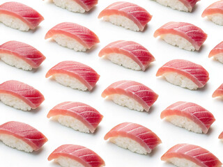 Tuna sushi neatly arranged. Fresh. Japanese food. Japanese food.