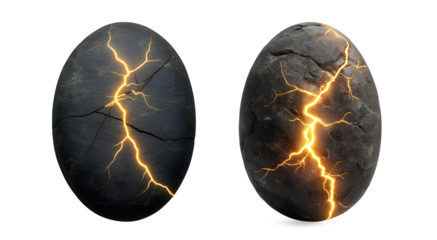 Molten Cracked Stone Egg – Hot Lava Core Fantasy Egg on Transparent
