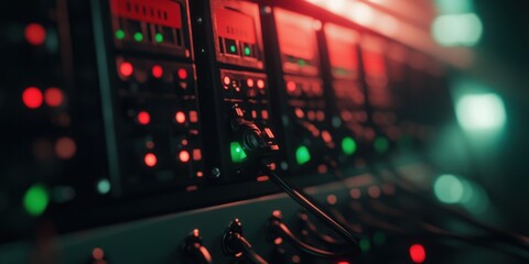 Fototapeta premium Illuminated Control Panel: A Close-Up View