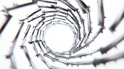 Abstract metallic spiral tunnel.