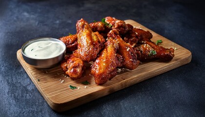 crispy fried chicken wings with buffalo glaze and ranch dressing delight