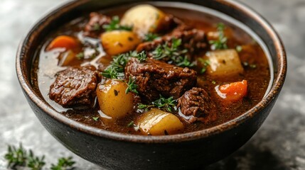 Beef stew in bowl