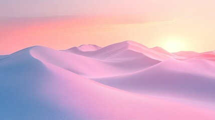 Pastel pink and blue sand dunes at sunset.