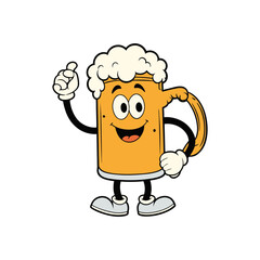 caneca de chopp com al a e cheia humanizada batendo vetor