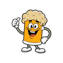 caneca de chopp com al a e cheia humanizada batendo vetor