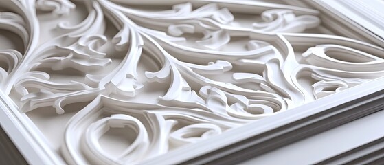 Intricate white relief carving in a frame.