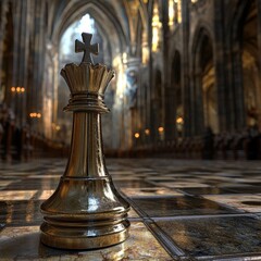 Chess king in front of Notre Dame Cathedral, Paris, France