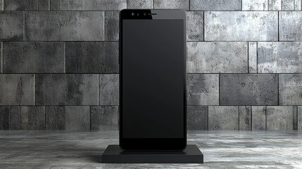 Black smartphone mockup on gray stone