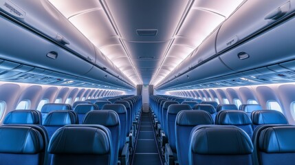 Fototapeta premium Empty Airplane Cabin - Modern Travel Experience