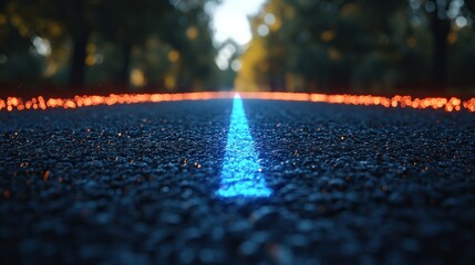 Blue center line road
