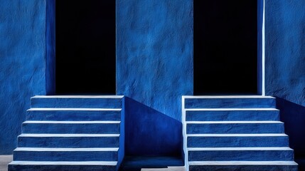 Blue steps and walls interior design