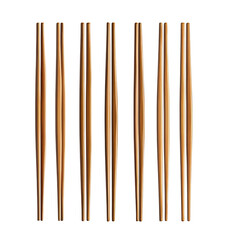 Set of wooden chopsticks isolated on a transparent background Png file format
