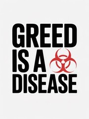 Greed is a Disease Highlighted in Bold Typography on a Clean White Backdrop