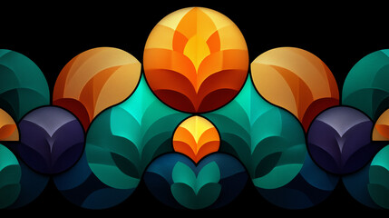 vibrant geometric flower pattern with symmetrical colorful petals
