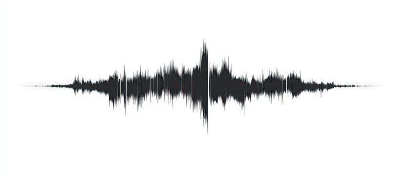 Abstract sound wave, audio waveform on white background.