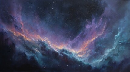 Fototapeta premium Serene Cosmic Nebula Painting Starry Night Sky Deep Space Galaxy Art Celestial Background Universe Astral Fantasy Dreamscape 