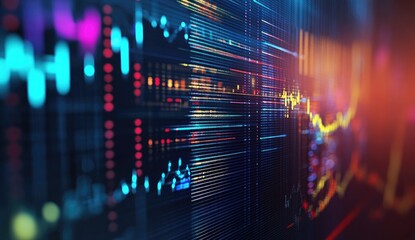 Abstract digital display showing financial data.