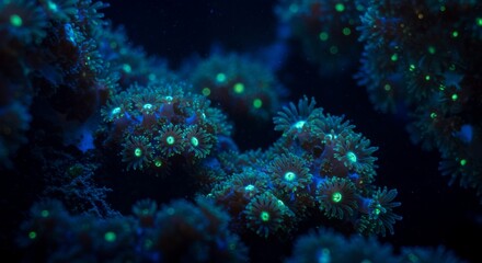 Fototapeta premium Captivating closeup of vibrant green and blue underwater coral reef