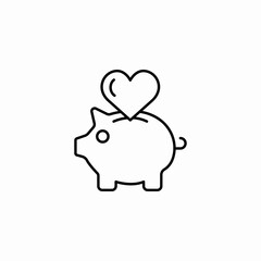 heart piggybank icon sign vector