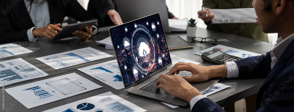 Poster cloud computing software for brisk remote work and personal data storage