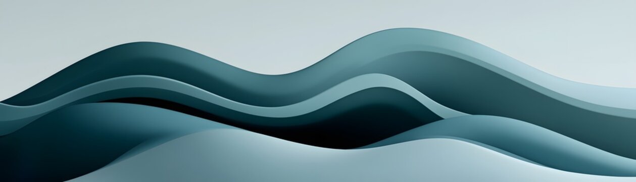 Abstract design with flowing teal waves