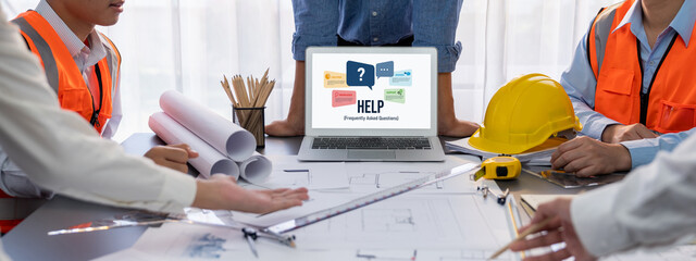 Help screen on the website provide answer to FAQ frequently asked question brisk with knowledge...