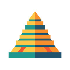 Colorful geometric aztec pyramid design against a bright white background for creative projects