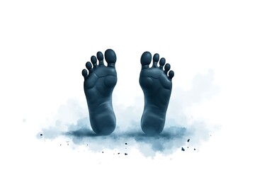Artistic black male footprints in watercolor style with rich detail and depth on a clean white surface.

