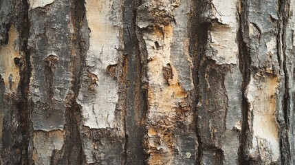 Obraz premium Detailed close-up of tree bark texture, showing variations in color and depth.