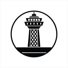 Airport Control Tower Silhouette Vector Illustration