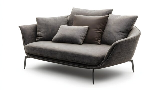 Modern sectional couch with soft, textured upholstery.